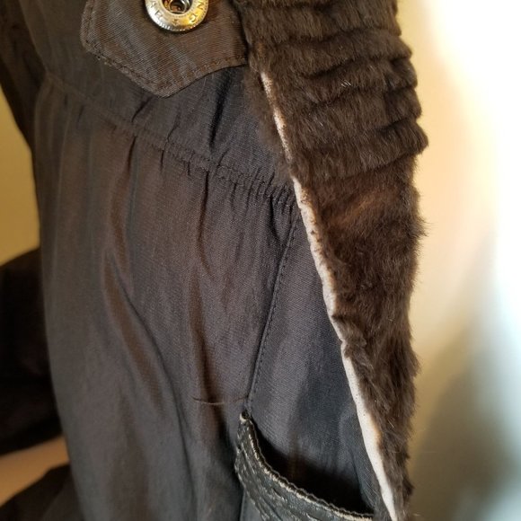 Duck Sport New York L Rabbit Lined Fox Trim Winter Parka Coat Winter Luxury - Picture 5 of 10